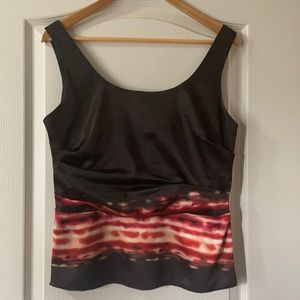 Tahari Satin Tank with Tie-Dye Detail